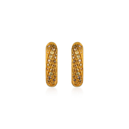 Fancy Color Diamonds Slanting Pave Oval Hoops
