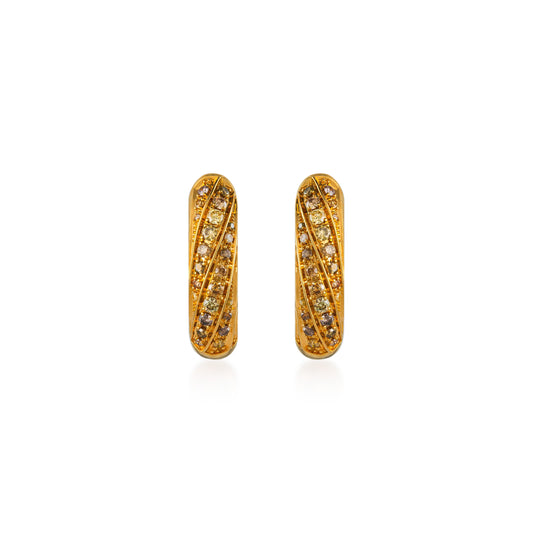 Fancy Color Diamonds Slanting Pave Oval Hoops