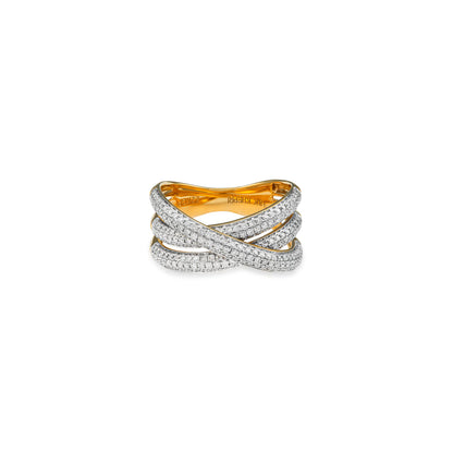 Fancy Color Pave Tri Orbit Ring