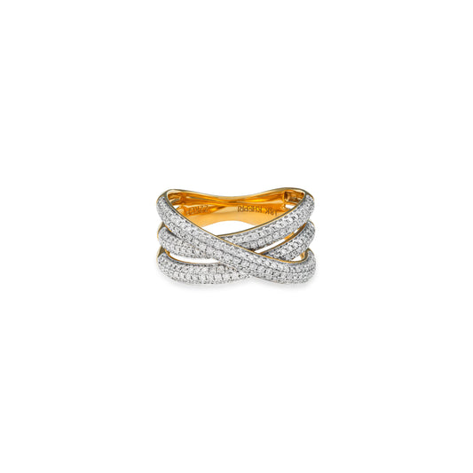 Fancy Color Pave Tri Orbit Ring