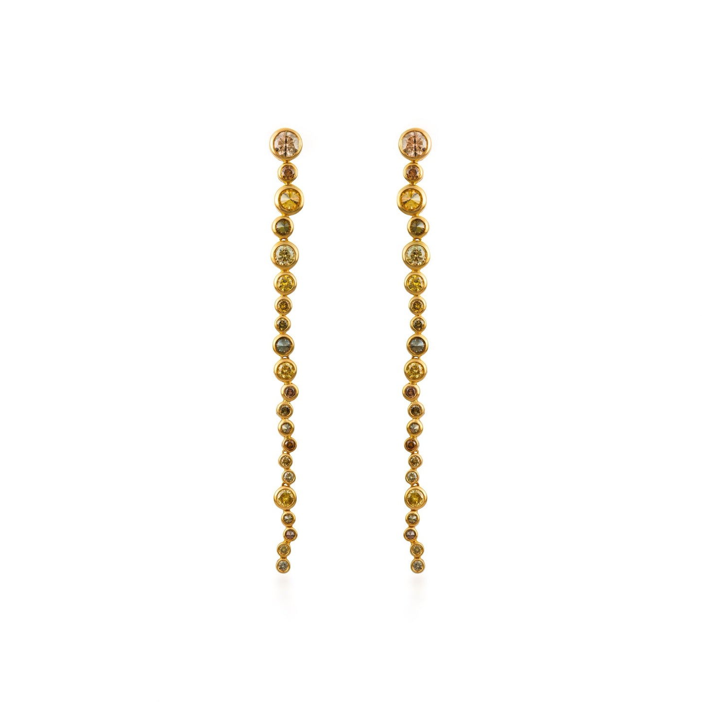 Fancy Color Diamond Linear Bezel Reversed Set Earrings Large