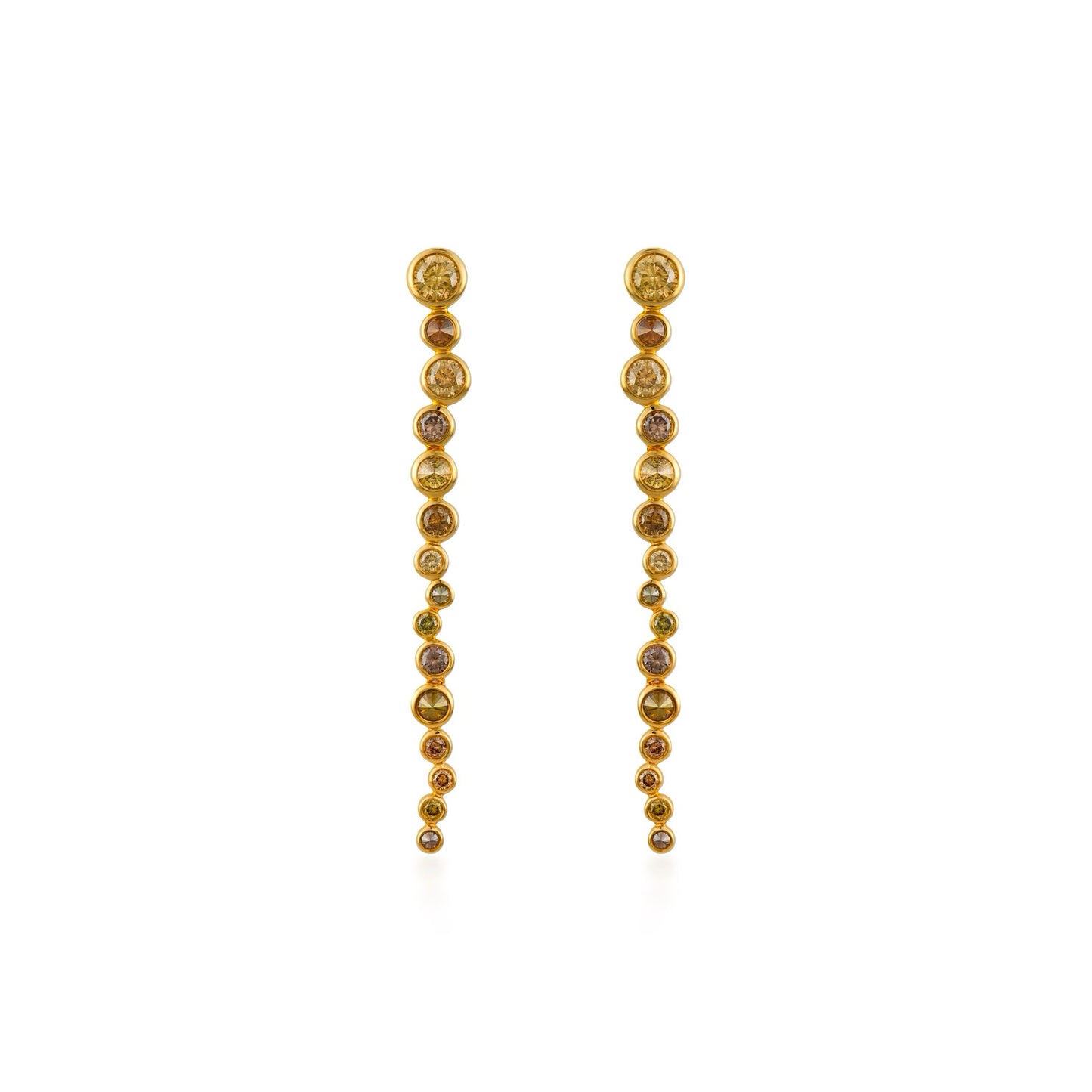 Fancy Color Diamond Linear Bezel Reversed Set Earrings