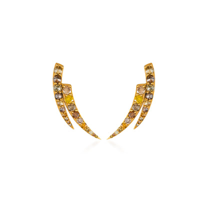 Fancy Color Diamonds Pave Lighting Bolt Earrings