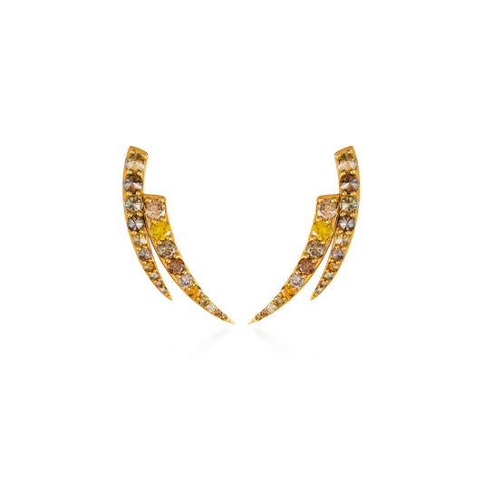 Fancy Color Diamonds Pave Lightig Bolt Earrings