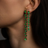 Dancing Linear Emerald Pear Drop Earrings