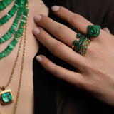 The Gaia Emerald Pear Pave Ring