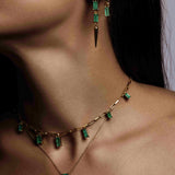 Emerald Linear Baguette Spike Drop Earrings