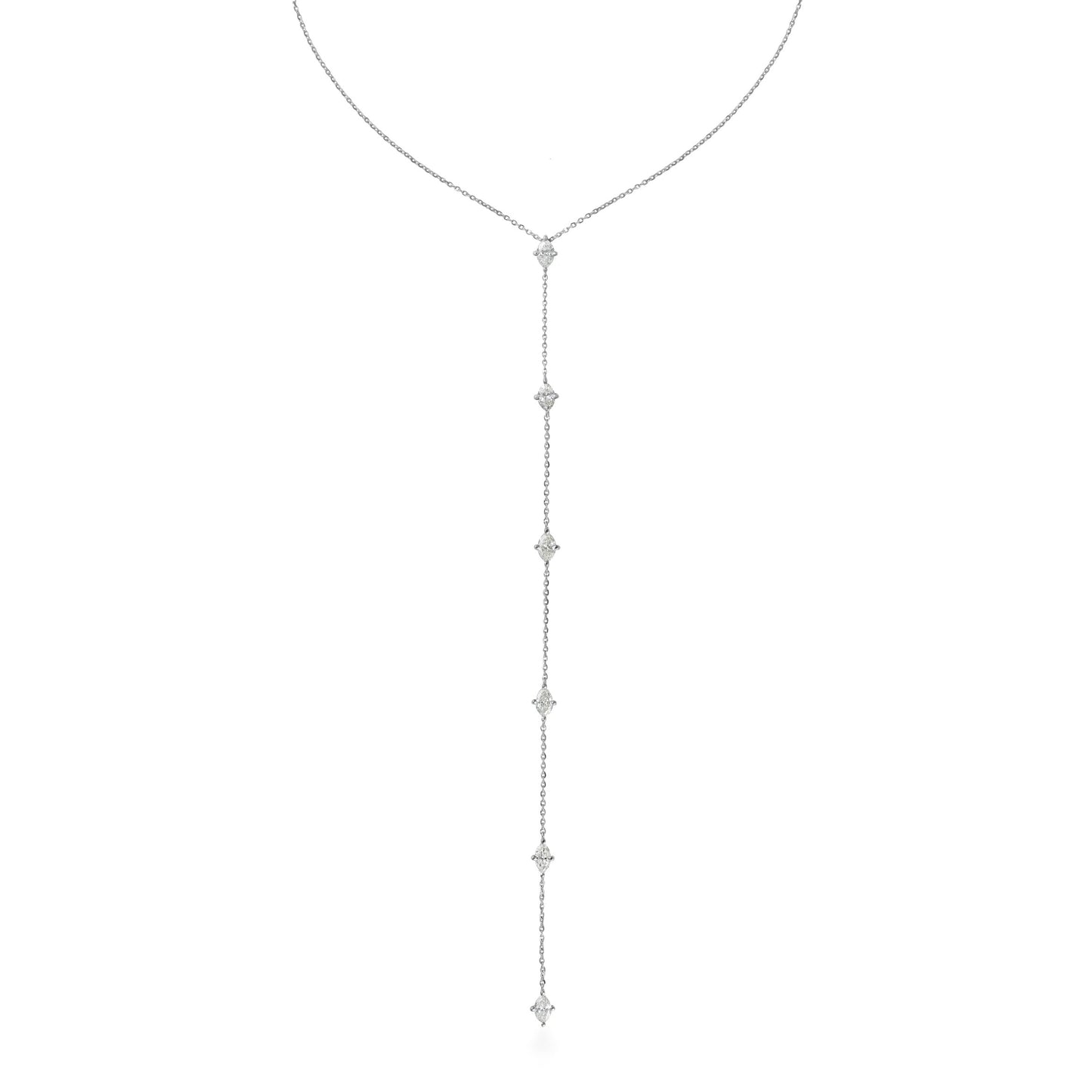 Diamond Marquise Lariat Necklace White Gold