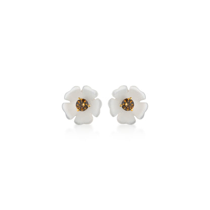 Mother of Pearl Fancy Color Diamond Daisy Stud Earrings
