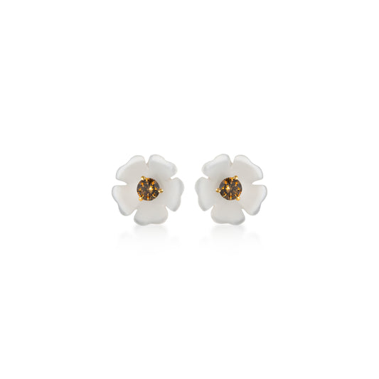 Mother of Pearl Fancy Color Diamond Daisy Stud Earrings