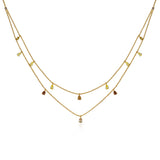 Double Layer Pear Shape Diamond Drop Necklace