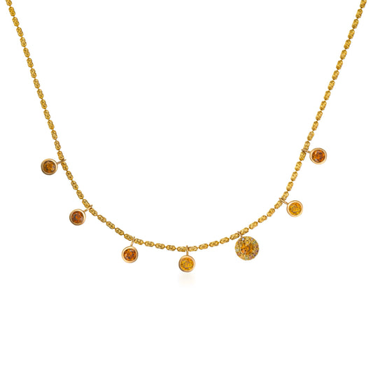 7 Carousel Drop Necklace with Single Halo Pendant