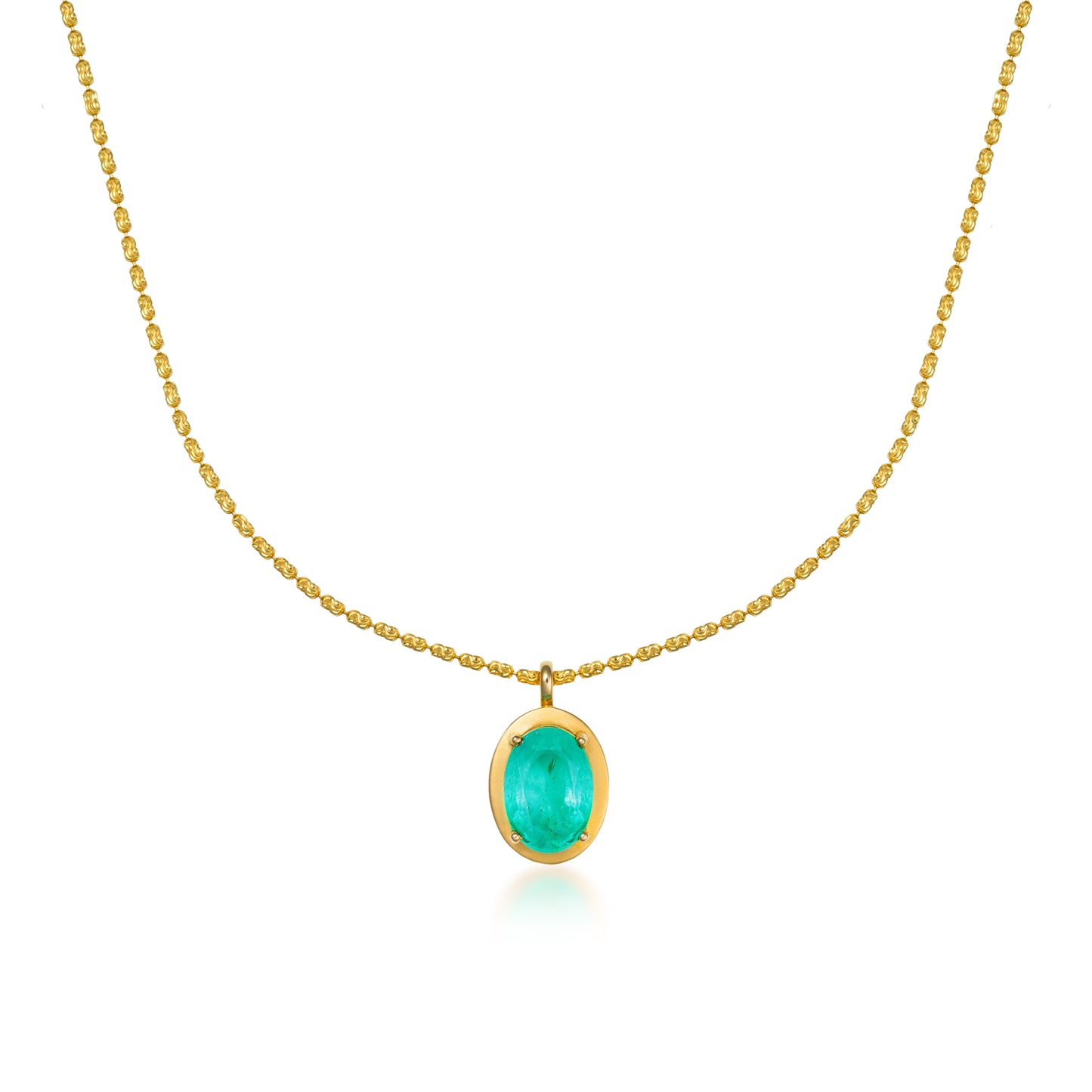 Large Ishtar Emerald Oval Necklace