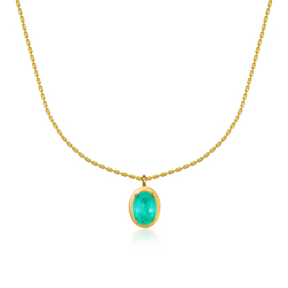 Large Ishtar Emerald Oval Necklace