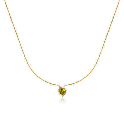 Pear Diamond Bezeled Shield Necklace