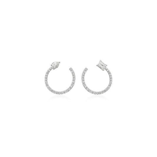 Pear And Emerald Cut Pave Eclipse Earrings