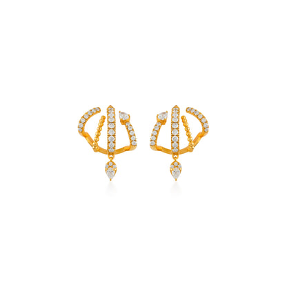 Petite Diamond Pave Cage With Single Pear Drop Earrings