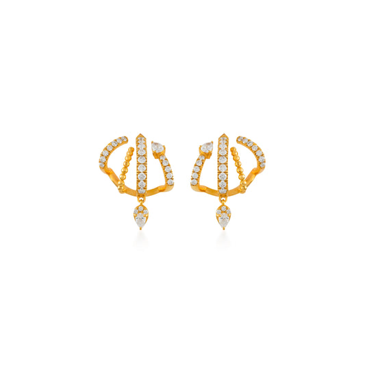 Petite Diamond Pave Cages With Single Pear Drop Earrings