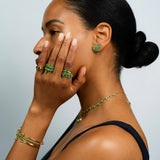 Emerald Aurora Pave Burst Earrings