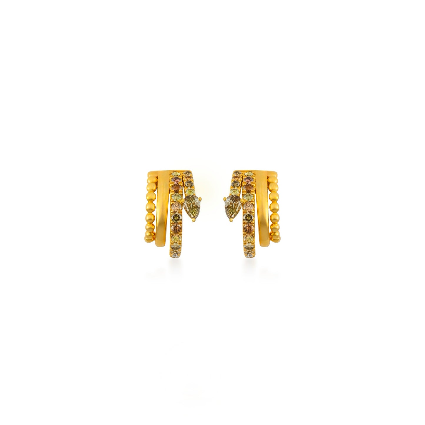Petite Fancy Color Diamond Pave & Mixed Shape Huggie
