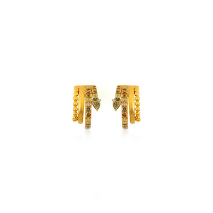 Petite Fancy Color Diamond Pave & Mixed Shape Huggie