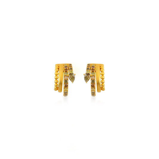 Petite Fancy Color Diamond Pave & Mixed Shape Huggie