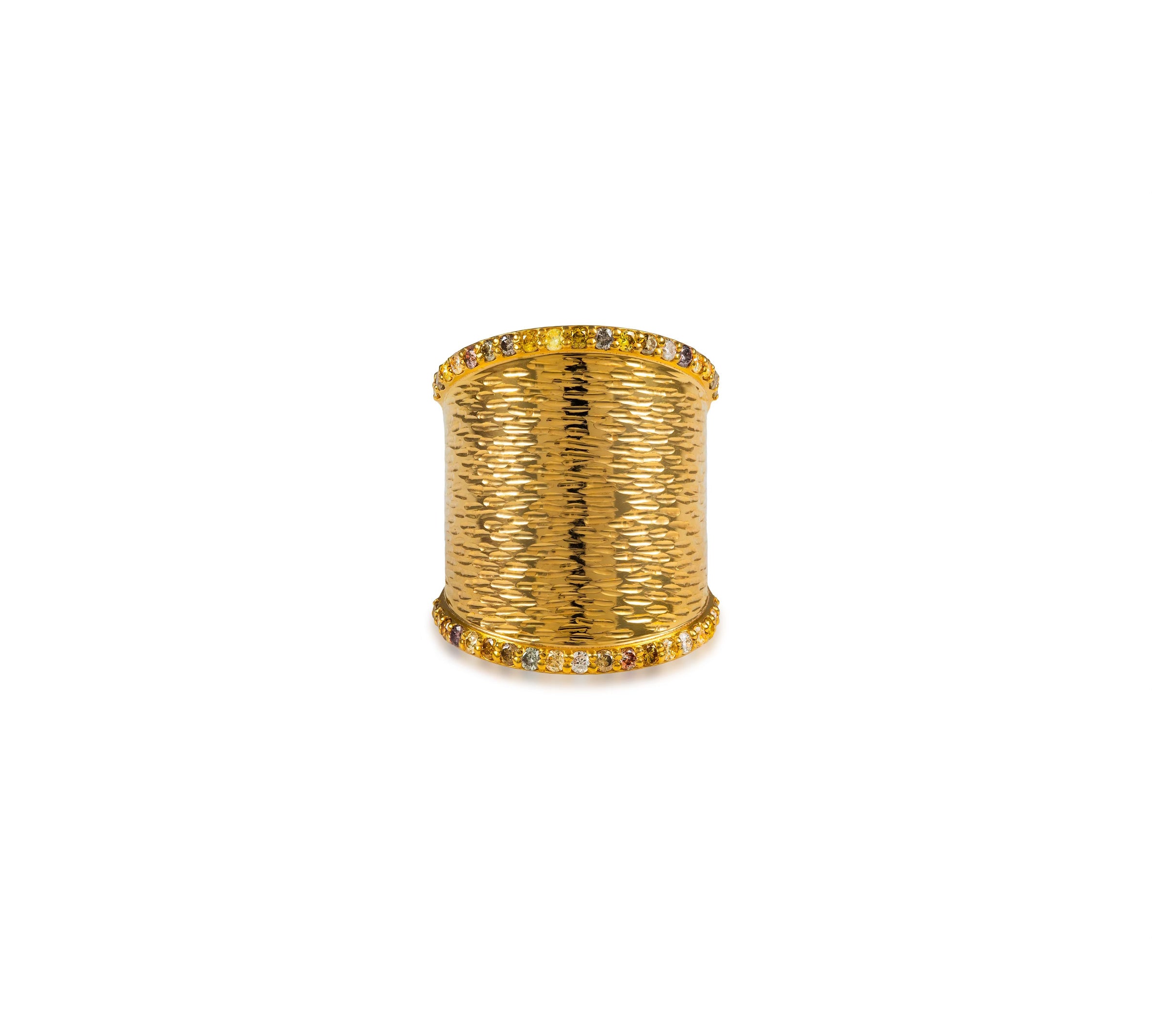 Fancy Color Diamond Edged Texture RIng