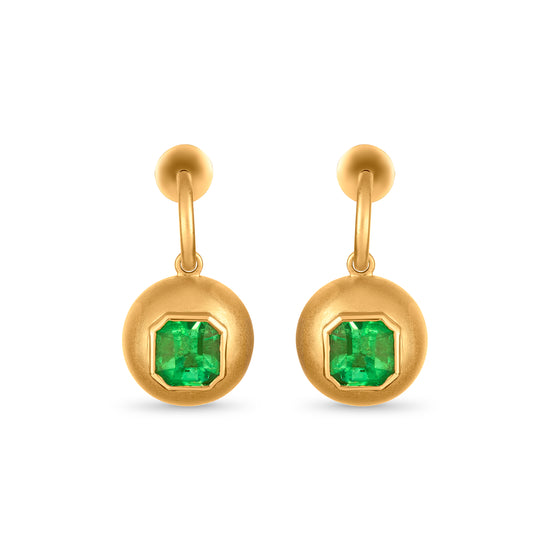 Ishtar Emerald Sphere Hoop Earrings