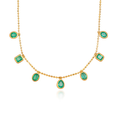 7 Fancy Shape Emerald Drop Necklace