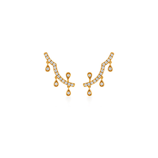 Pave Dancing Drop Diamond Ear Climbers