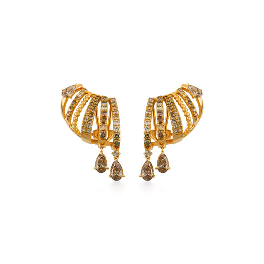 Fancy Color Diamond Pave Cages Pear Drops Earrings