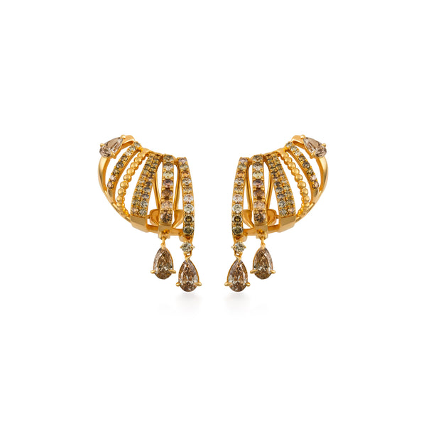 Natural Color Cage Pear Drop Earrings
