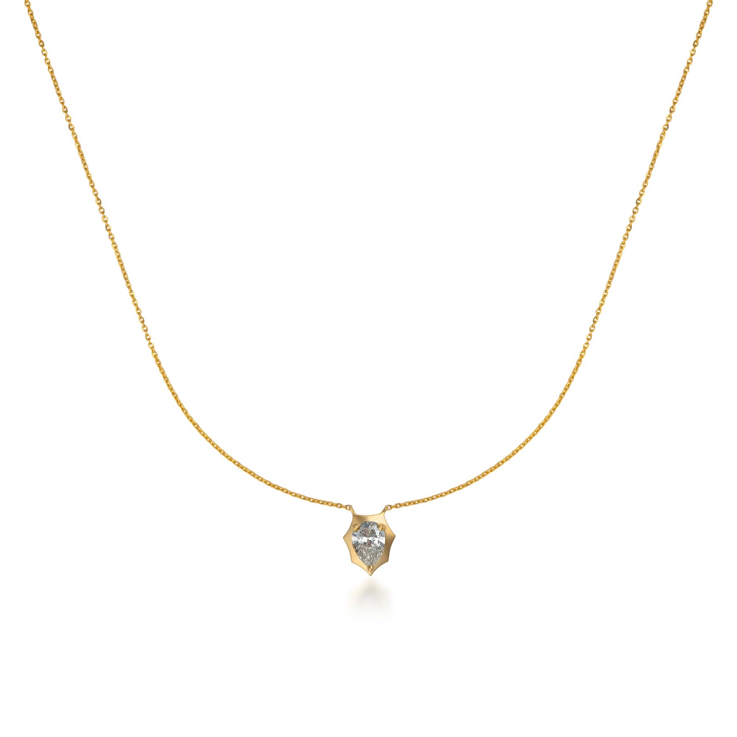 Pear Diamond Bezeled Shield Necklace