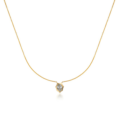 Pear Diamond Bezeled Shield Necklace