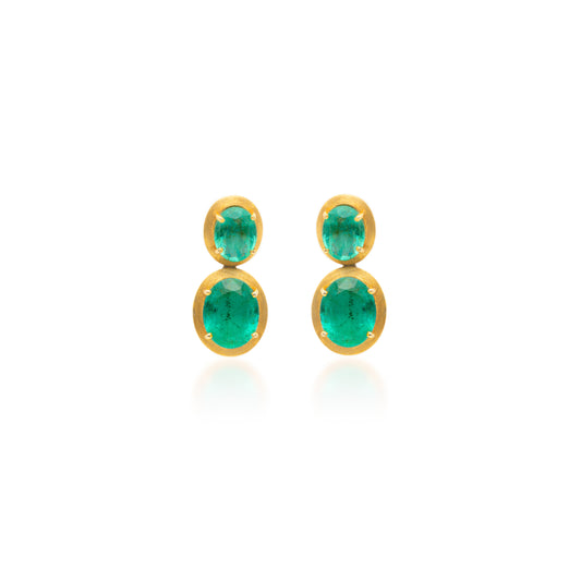 Ishtar Emerald Double Drop Earrings