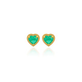 Ishtar Heart Emerald Stud Earrings Petite