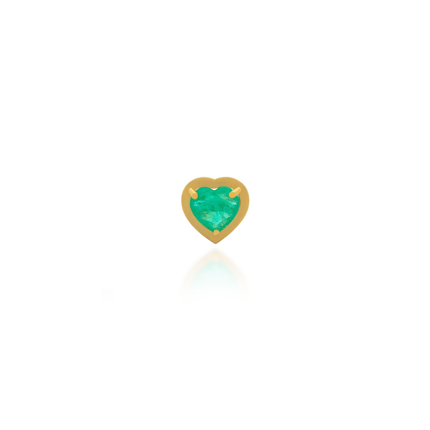 Ishtar Heart Emerald Stud Earrings Petite