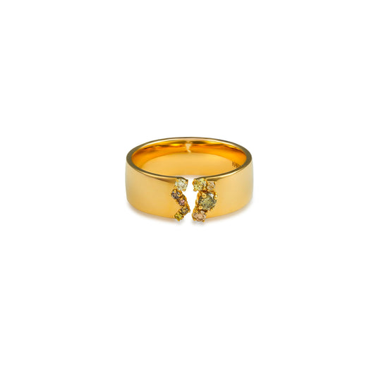 Fancy Color Center Crack Diamond Band