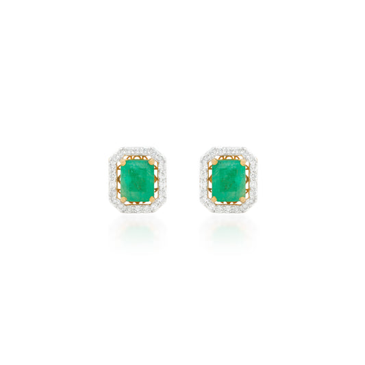 Ishtar Emerald & Diamond Stud Earrings