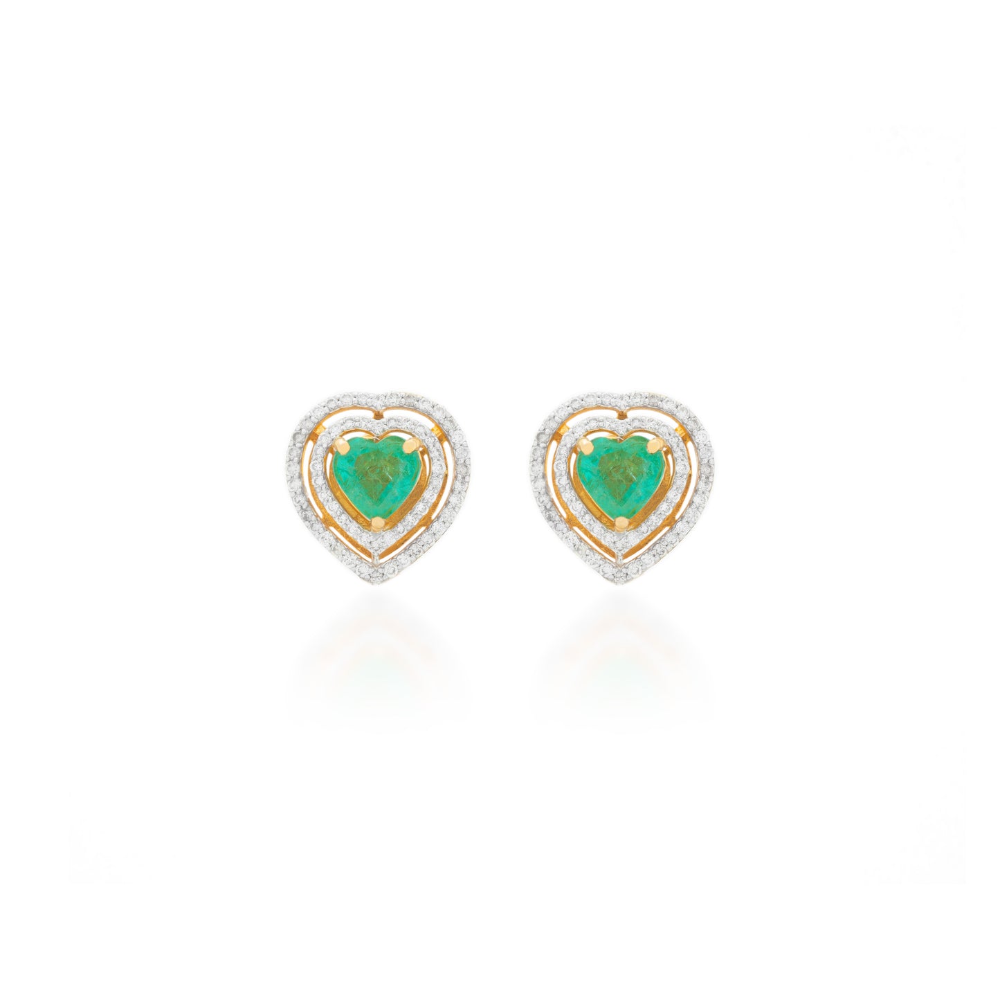 Ishtar Heart Emerald & Diamond Pave Stud Earrings