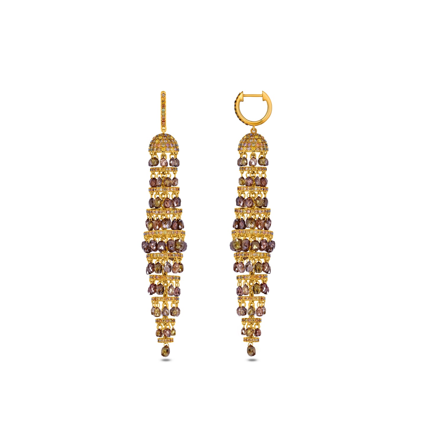 Fancy Color Briolette Chandelier Earrings