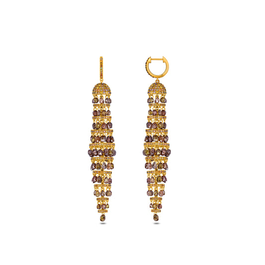 Fancy Color Briolette Chandelier Earrings