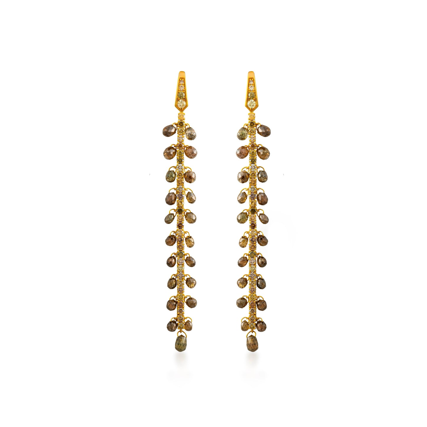 Fancy Color Briolette Linear Earrings