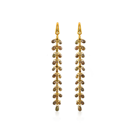 Fancy Color Briolette Linear Earrings