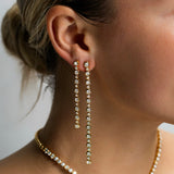 Large Diamond Linear Bezel Earrings