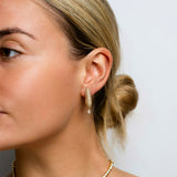 Stardust Diamond Pave Oval Drop Hoops