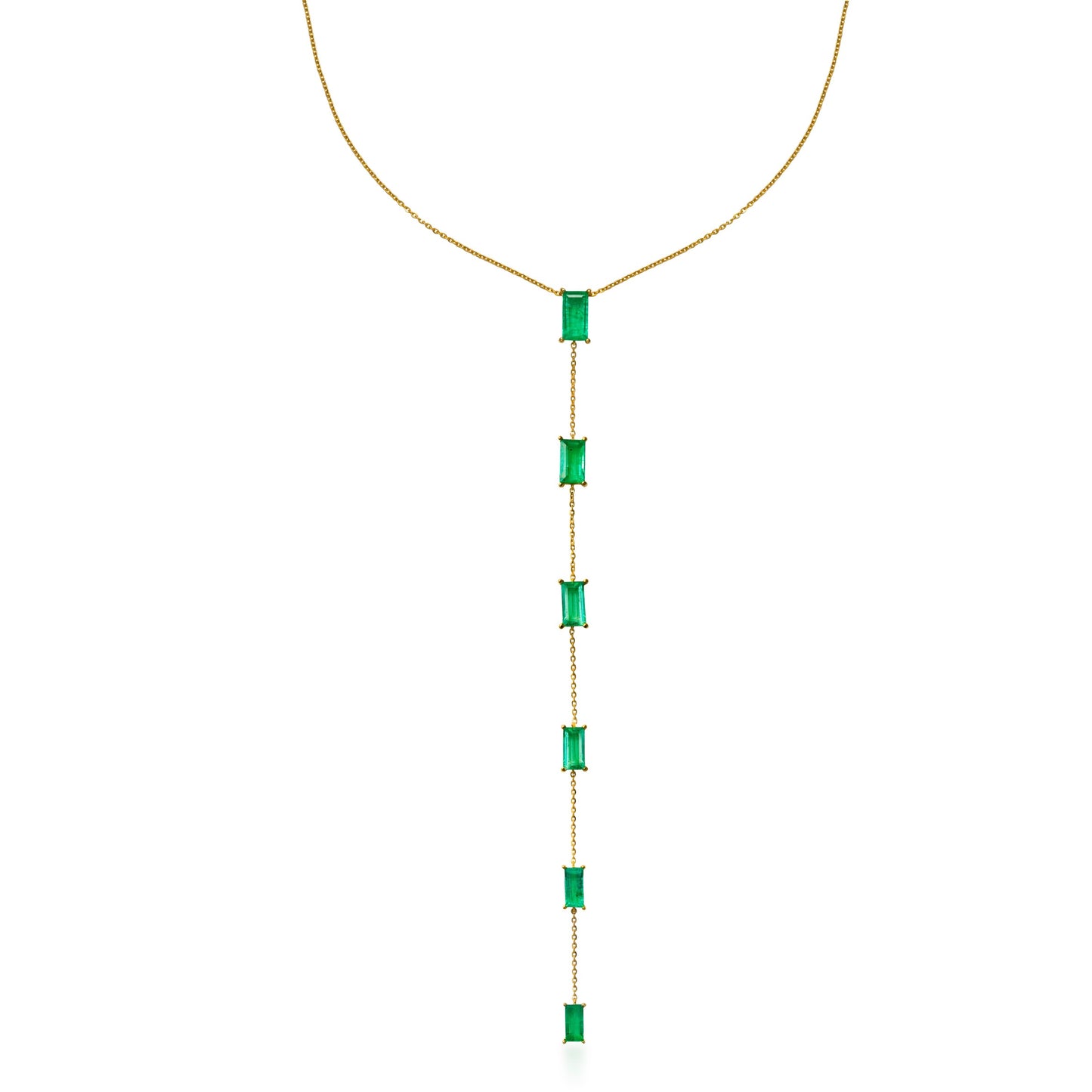 Emerald Baguette Lariat Necklace