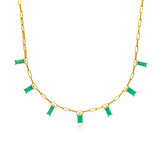 Emerald Baguette Dancing Drop Necklace