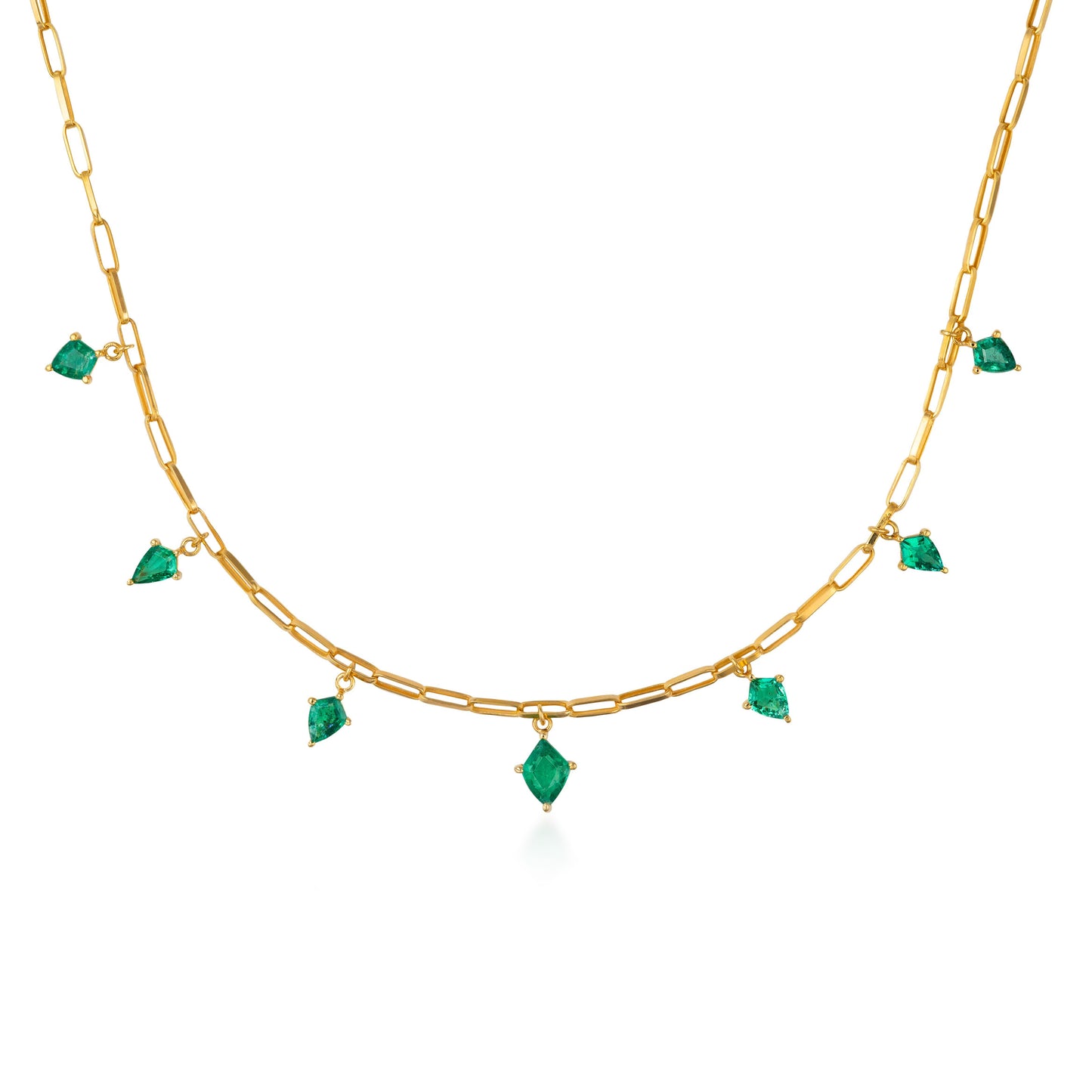 Dancing Emerald Kite Drop Necklace Small