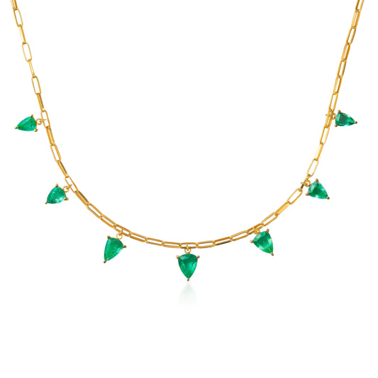 Dancing Emerald Kite Drop Necklace Large